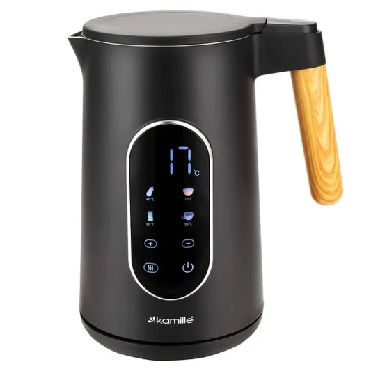 Fierbător electric Kamille 1.7 L cu reglare temperatură și panou digital 2200 W