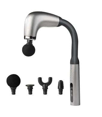 s: Pistol de Masaj Profesional cu Mâner Lung Ergonomic – Design pentru Auto-Masaj Spate, 4 Capete Interschimbabile, Afișaj Digital, Reîncărcabil USB-C, Ideal pentru Relaxare și Recuperare Musculară