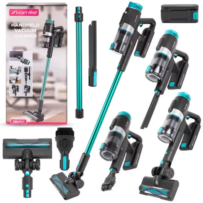 Aspirator Vertical 3 în 1 Kamille KM6901, Fără Fir, 135W, Autonomie 45 min, Acumulator 22.2V, Filtru HEPA, Lumină pentru Detectare Prafului