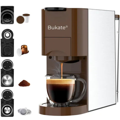 Espressor Multifunctional Manual 4 in 1,– Aparat de Cafea Compatibil cu Capsule si Cafea macinata – 19 Bari Presiune – Design Compact – Rezervor 800ml – Oprire Automata - Preparare Rapida - Bukate®
