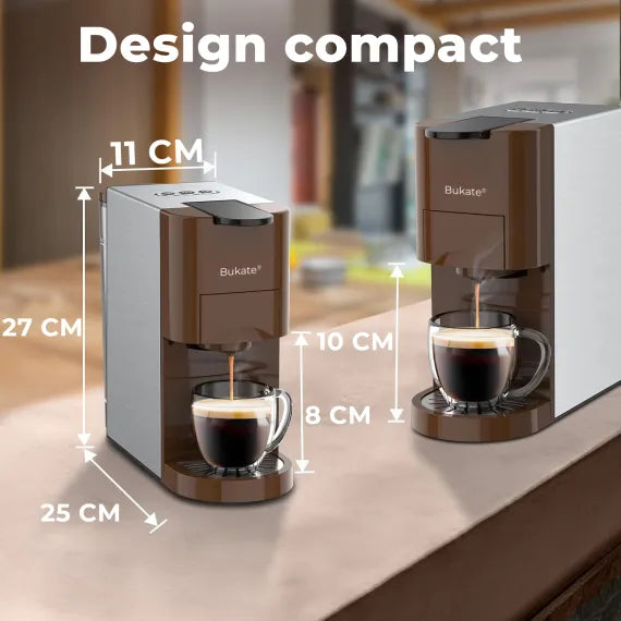 Espressor Multifunctional Manual 4 in 1,– Aparat de Cafea Compatibil cu Capsule si Cafea macinata – 19 Bari Presiune – Design Compact – Rezervor 800ml – Oprire Automata - Preparare Rapida - Bukate®