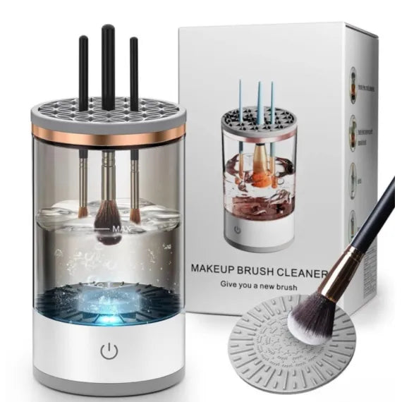 Aparat electric curatare pensule machiaj USB, dispozitiv automat cu recipient fumuriu