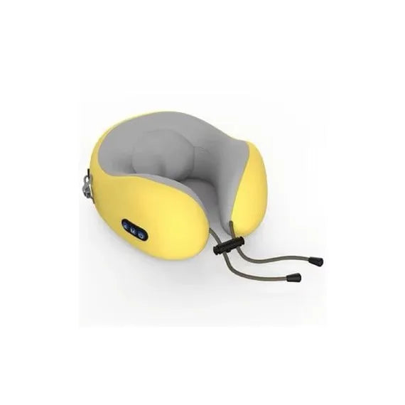 Pernă cervicală cu masaj pentru gât, spumă memory foam, alimentare USB, galben