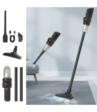 Aspirator vertical fara fir 2 in 1, puternic, portabil, cu accesorii, negru