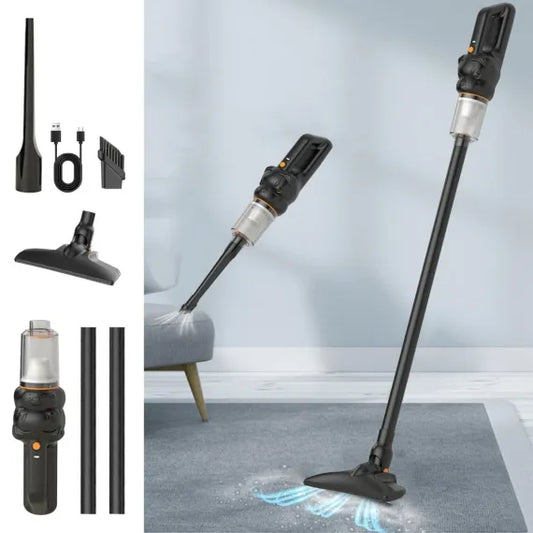 Aspirator vertical fara fir 2 in 1, puternic, portabil, cu accesorii, negru