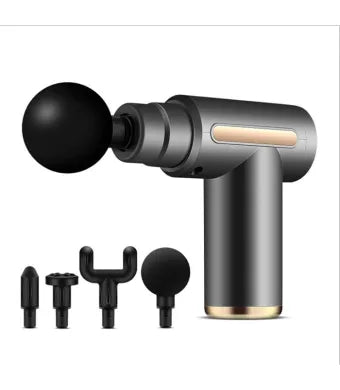 Pistol masaj muscular cu 4 capete interschimbabile, 6 trepte viteza, reincarcabil USB Type-C, 25W, argintiu