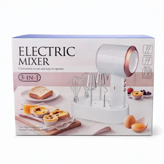 Mixer electric 3 in 1 cu suport si accesorii pentru mixare, batere si framantare