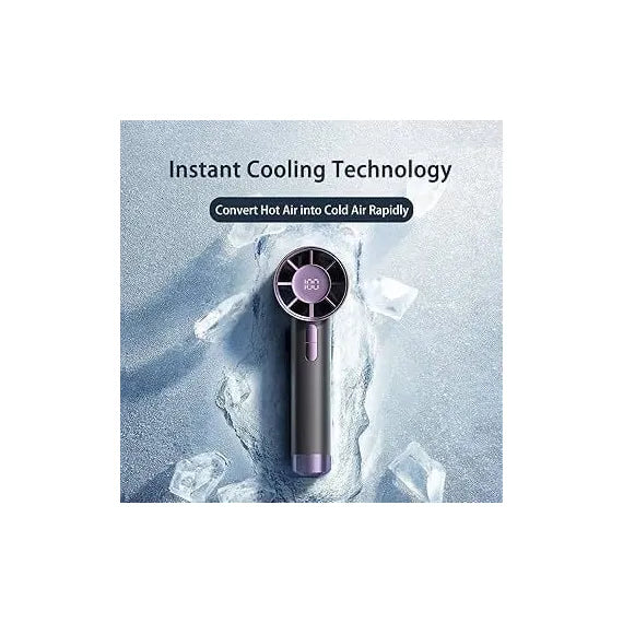Ventilator portabil reincarcabil USB cu display LED si 100 viteze reglabile, gri mov