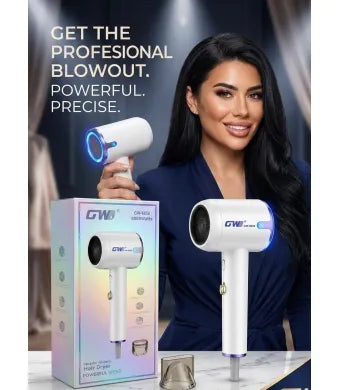 Uscător profesional de păr GW-6658, 6000W, cu tehnologie ionică și flux de aer puternic – Hair Dryer Powerful Speed, Argintiu