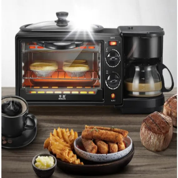 Aparat Multifunctional Pentru Mic Dejun s, Electric 3 in 1 , Cuptor, Grill, Filtru Cafea