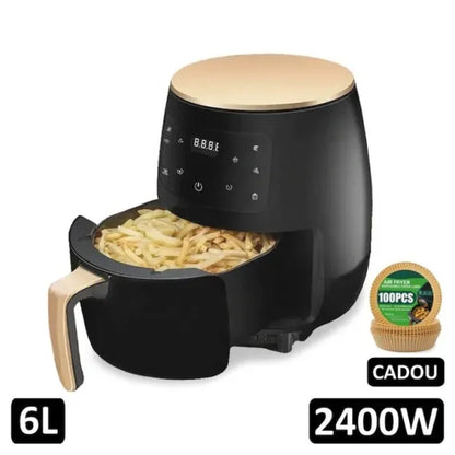 Air Fryer - 6L, 2400W, Friteuza cu Aer Cald Fara Ulei, Digital, 8 Programe