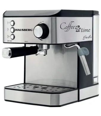 Espressor cafea HAUSBERG HB3725, cafea macinata, 15 bar, 850-1000 W, gri cu negru