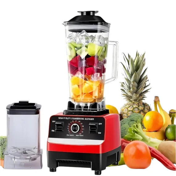 Blender Profesional 2 în 1, 2.5L, 5500W, 15 Viteze, cu 2 Recipiente, Zdrobire Gheață și Autocurățare