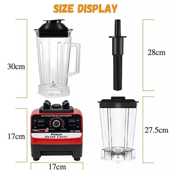 Blender Profesional 2 în 1, 2.5L, 5500W, 15 Viteze, cu 2 Recipiente, Zdrobire Gheață și Autocurățare