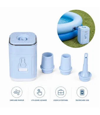 Pompa Electrica Portabilă 7.5x5cm, cu 3 Duze, pentru Umflare și Dezumflare Rapidă, Diferite Culori