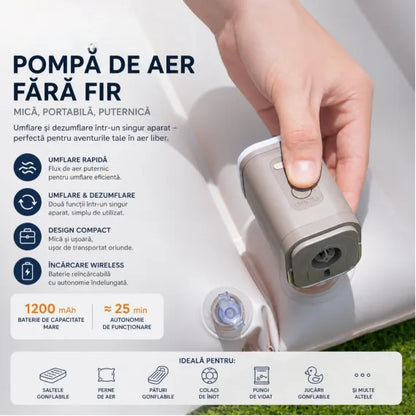 Pompa Electrica Portabilă 7.5x5cm, cu 3 Duze, pentru Umflare și Dezumflare Rapidă, Diferite Culori