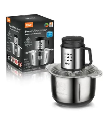 Robot de bucătărie RAF R.7025, S 800W, bol inox 5L, 4 lame spiralate, tocător electric multifuncțional