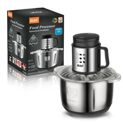 Robot de bucătărie RAF R.7025, S 800W, bol inox 5L, 4 lame spiralate, tocător electric multifuncțional