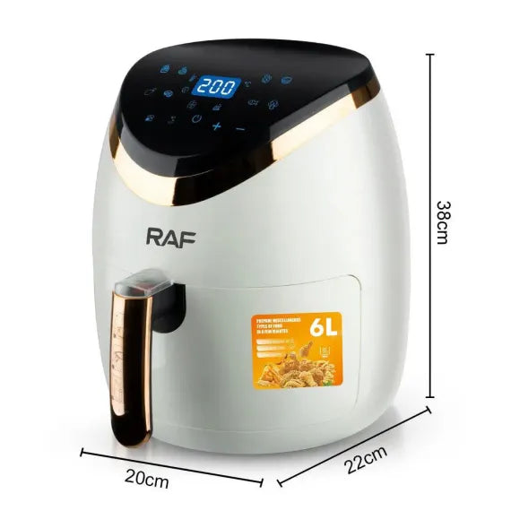 Air Fryer RAF 5234W - Friteuza cu Aer Cald, Fara Ulei, Capacitate 6L, 2400W, Alb
