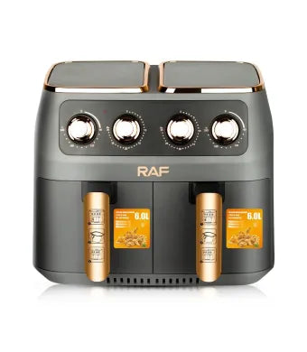 Air Fryer RAF 5236 - Friteuza cu Touch Screen XL, 2 Galeti Duble, Usa Dubla, Capacitate 12L