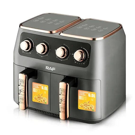 Air Fryer RAF 5236 - Friteuza cu Touch Screen XL, 2 Galeti Duble, Usa Dubla, Capacitate 12L