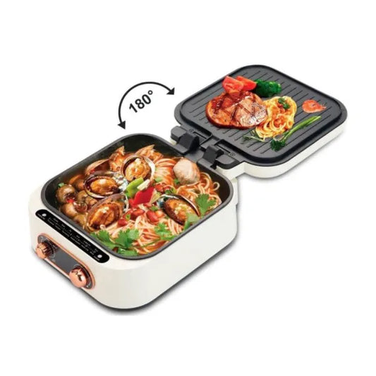 Multicooker RAF 3 In 1 Hot Pot Grill putere 1800W Alb